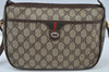 Authentic GUCCI Web Sherry Line Shoulder Cross Bag GG PVC Leather Brown K9500