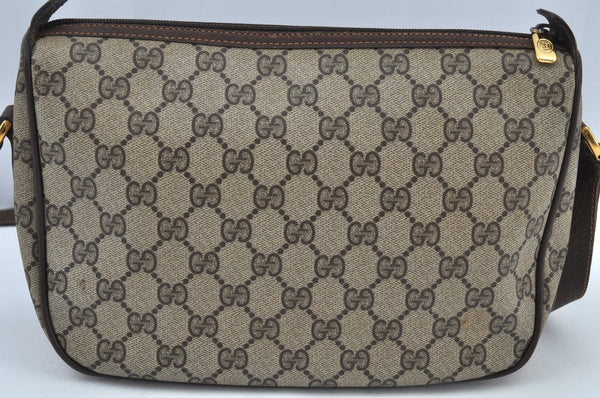 Authentic GUCCI Web Sherry Line Shoulder Cross Bag GG PVC Leather Brown K9500