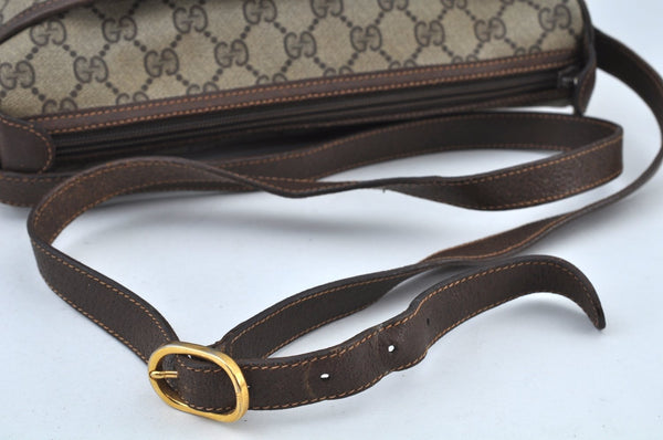 Authentic GUCCI Web Sherry Line Shoulder Cross Bag GG PVC Leather Brown K9500