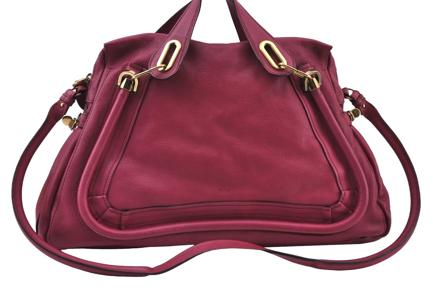 Authentic Chloe Paraty Large 2Way Shoulder Tote Bag Leather Pink K9501
