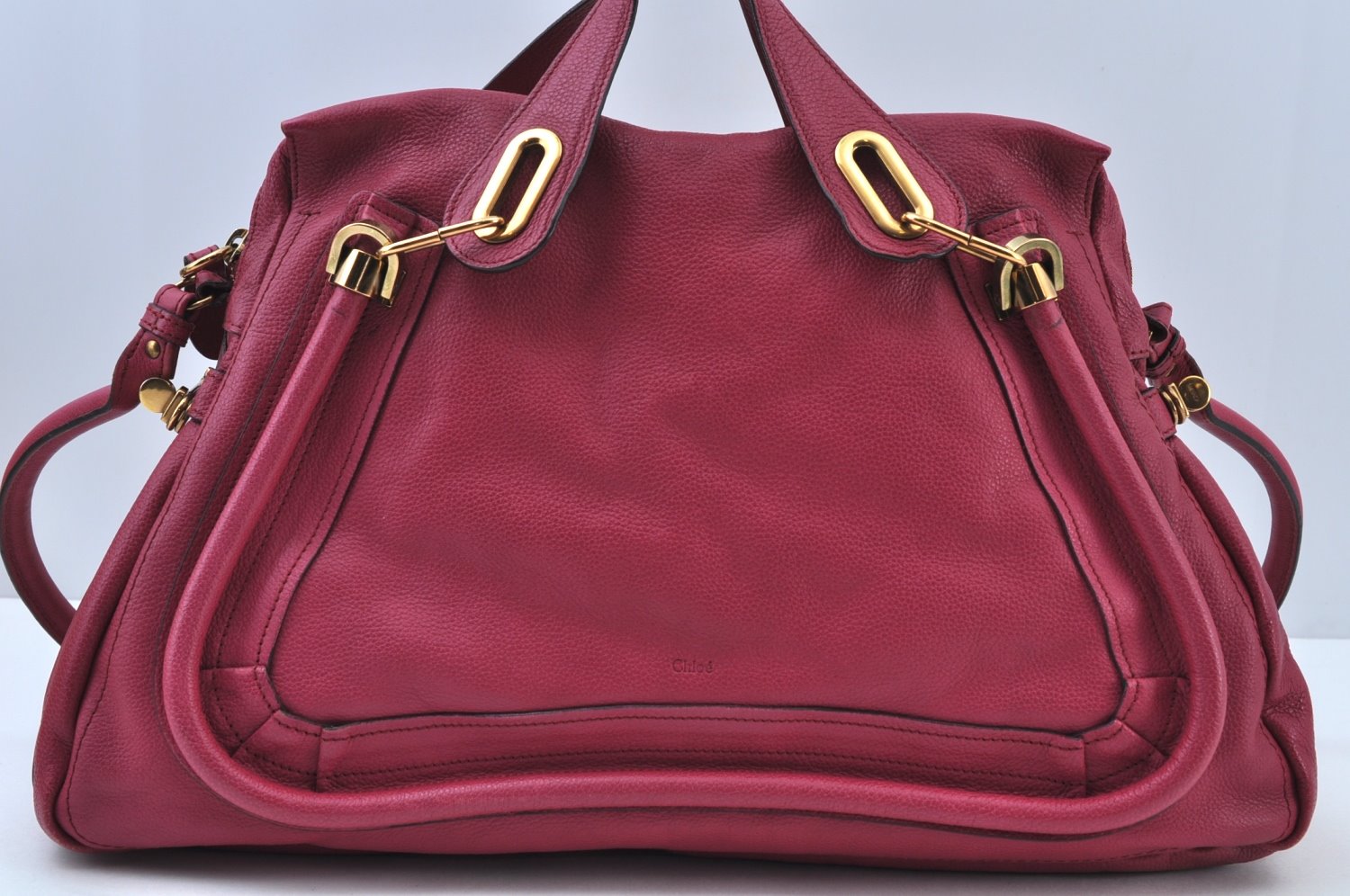 Authentic Chloe Paraty Large 2Way Shoulder Tote Bag Leather Pink K9501