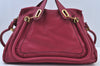 Authentic Chloe Paraty Large 2Way Shoulder Tote Bag Leather Pink K9501