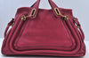 Authentic Chloe Paraty Large 2Way Shoulder Tote Bag Leather Pink K9501