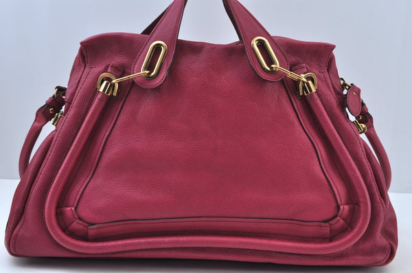 Authentic Chloe Paraty Large 2Way Shoulder Tote Bag Leather Pink K9501