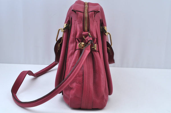Authentic Chloe Paraty Large 2Way Shoulder Tote Bag Leather Pink K9501
