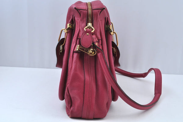 Authentic Chloe Paraty Large 2Way Shoulder Tote Bag Leather Pink K9501
