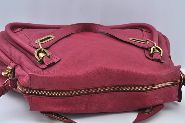 Authentic Chloe Paraty Large 2Way Shoulder Tote Bag Leather Pink K9501