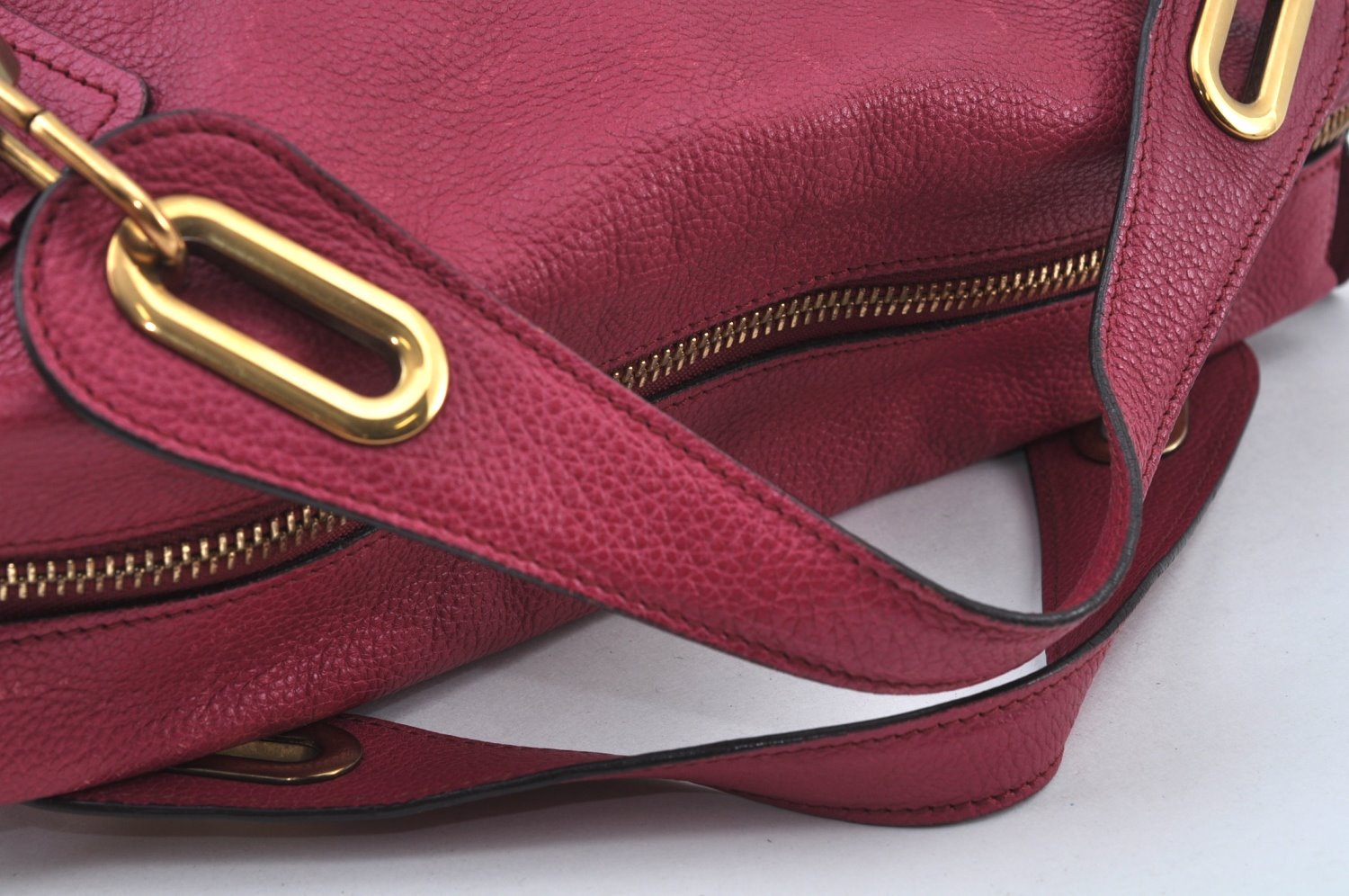 Authentic Chloe Paraty Large 2Way Shoulder Tote Bag Leather Pink K9501
