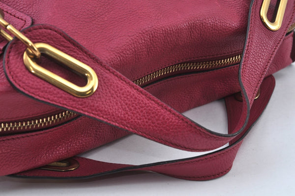 Authentic Chloe Paraty Large 2Way Shoulder Tote Bag Leather Pink K9501