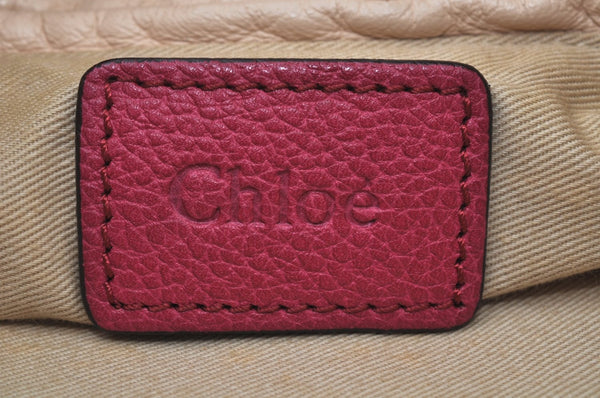 Authentic Chloe Paraty Large 2Way Shoulder Tote Bag Leather Pink K9501