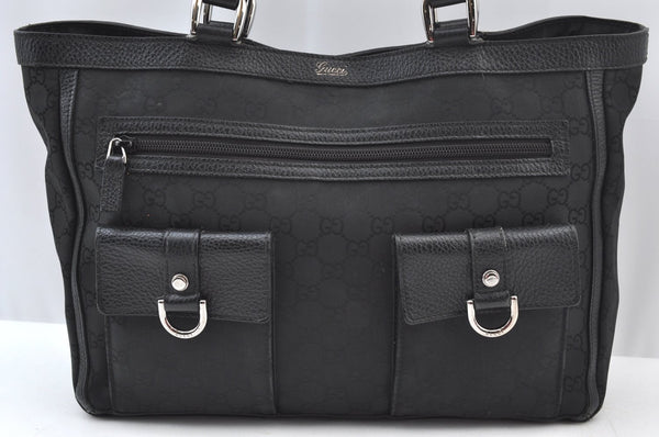 Authentic GUCCI GG Abbey Shoulder Tote Bag Nylon 268639 Black K9506