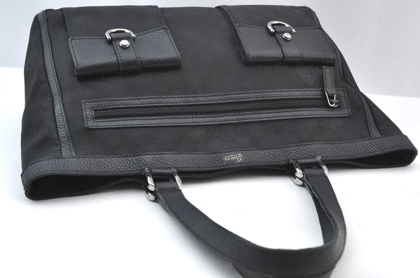 Authentic GUCCI GG Abbey Shoulder Tote Bag Nylon 268639 Black K9506