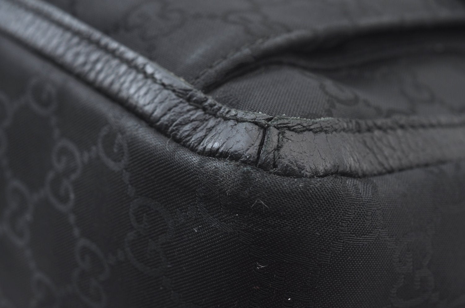 Authentic GUCCI GG Abbey Shoulder Tote Bag Nylon 268639 Black K9506