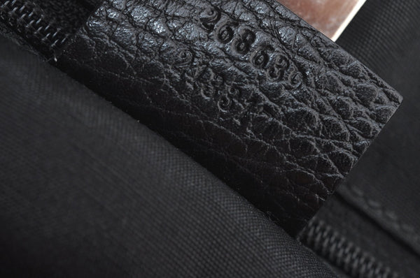 Authentic GUCCI GG Abbey Shoulder Tote Bag Nylon 268639 Black K9506