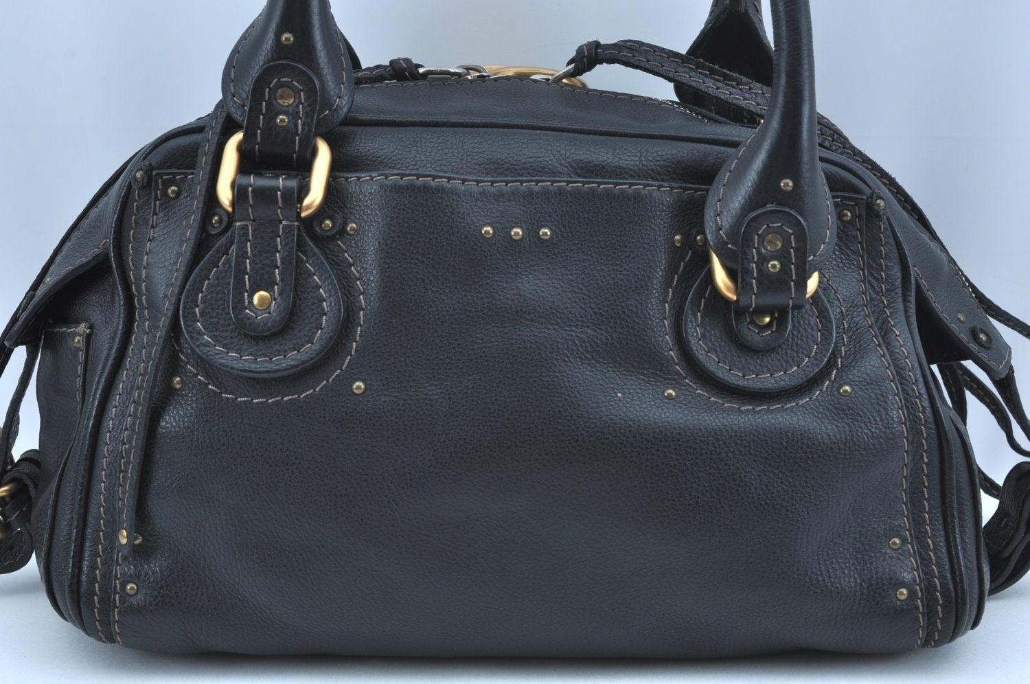 Authentic Chloe Paddington Leather Shoulder Hand Bag Black K9512