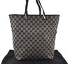 Authentic GUCCI Vintage Shoulder Tote Bag GG Canvas Leather Black K9514