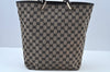 Authentic GUCCI Vintage Shoulder Tote Bag GG Canvas Leather Black K9514