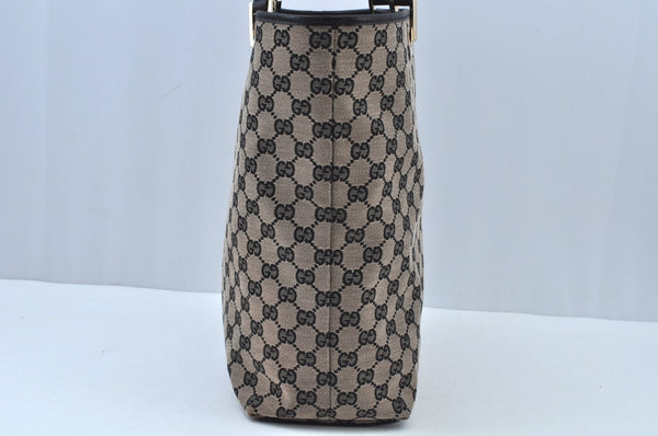 Authentic GUCCI Vintage Shoulder Tote Bag GG Canvas Leather Black K9514
