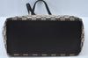 Authentic GUCCI Vintage Shoulder Tote Bag GG Canvas Leather Black K9514