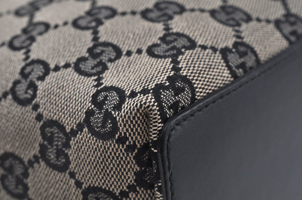 Authentic GUCCI Vintage Shoulder Tote Bag GG Canvas Leather Black K9514