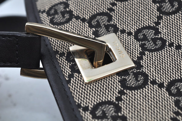 Authentic GUCCI Vintage Shoulder Tote Bag GG Canvas Leather Black K9514