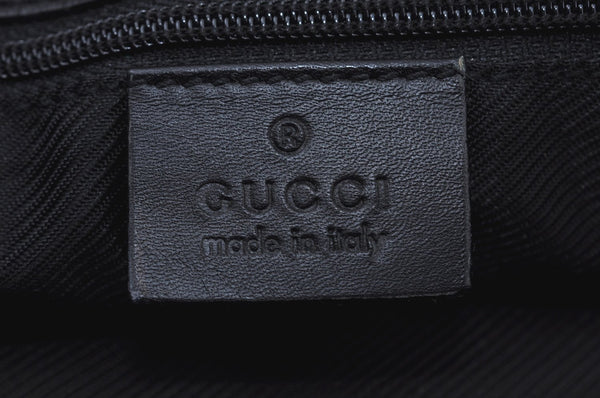 Authentic GUCCI Vintage Shoulder Tote Bag GG Canvas Leather Black K9514