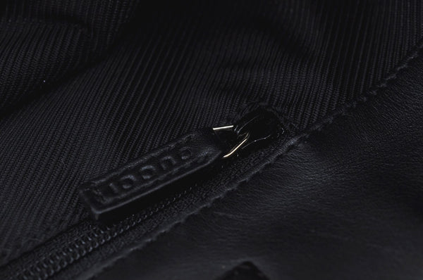 Authentic GUCCI Vintage Shoulder Tote Bag GG Canvas Leather Black K9514