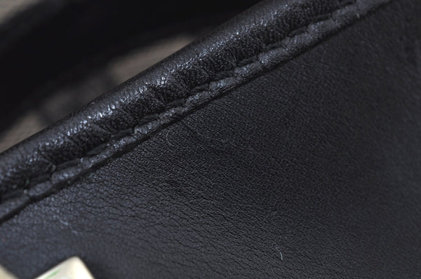 Authentic GUCCI Vintage Shoulder Tote Bag GG Canvas Leather Black K9514