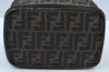 Authentic FENDI Zucca Vanity Hand Bag Pouch Purse Canvas Leather Brown K9516