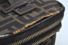 Authentic FENDI Zucca Vanity Hand Bag Pouch Purse Canvas Leather Brown K9516