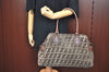 Authentic FENDI Zucca Shoulder Tote Bag Velour leather Brown K9518