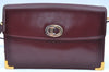 Authentic Christian Dior Shoulder Cross Body Bag Leather Bordeaux Red CD K9519