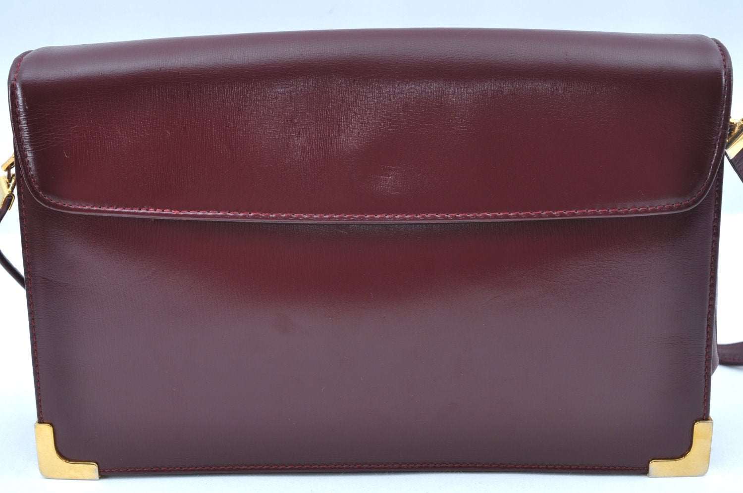 Authentic Christian Dior Shoulder Cross Body Bag Leather Bordeaux Red CD K9519