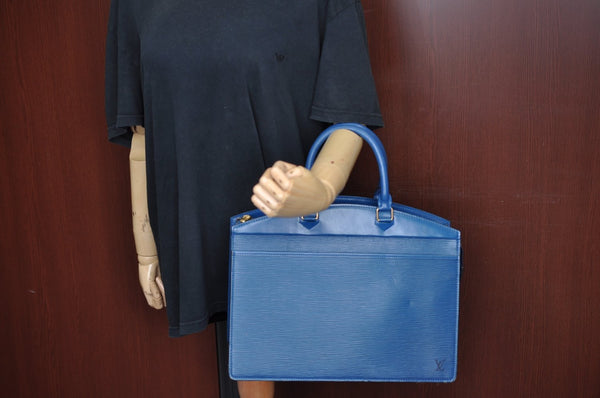 Authentic Louis Vuitton Epi Riviera Hand Bag Blue M48185 LV Junk K9520