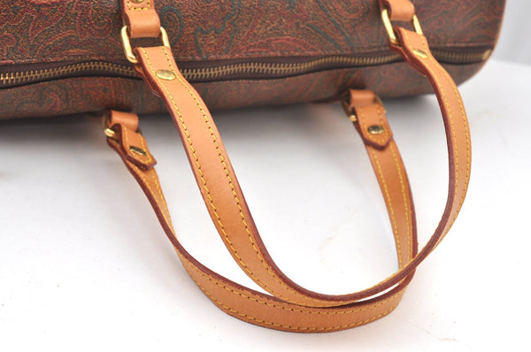 Authentic ETRO Hand Bag PVC Leather Brown K9521