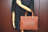 Authentic Burberrys Vintage Leather Hand Bag Brown K9522