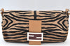 Authentic FENDI Mamma Baguette Shoulder Bag Unborn Calf Leather Brown Junk K9523