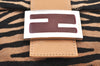 Authentic FENDI Mamma Baguette Shoulder Bag Unborn Calf Leather Brown Junk K9523