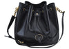 Authentic CELINE Shoulder Drawstring Bag Leather Black K9525