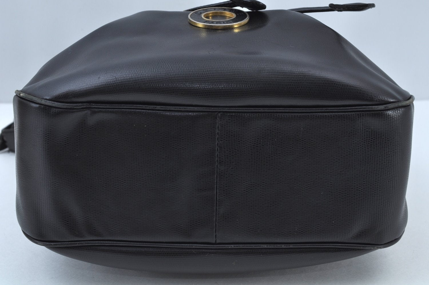 Authentic CELINE Shoulder Drawstring Bag Leather Black K9525