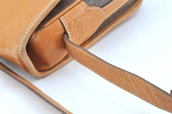 Authentic GUCCI Shoulder Cross Body Bag GG Canvas Leather Brown K9529