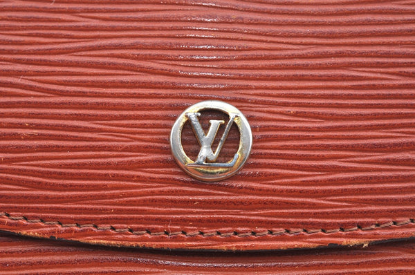 Authentic Louis Vuitton Epi Montaigne 23 Clutch Hand Bag Brown M52663 LV K9531