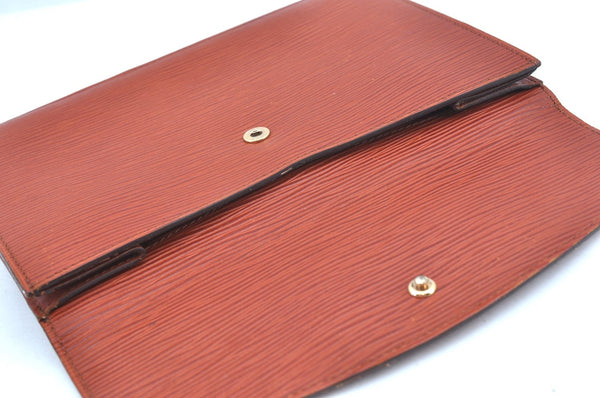 Authentic Louis Vuitton Epi Montaigne 23 Clutch Hand Bag Brown M52663 LV K9531