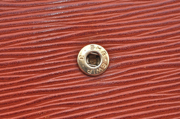 Authentic Louis Vuitton Epi Montaigne 23 Clutch Hand Bag Brown M52663 LV K9531