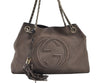 Authentic GUCCI SOHO Tassel Shoulder Tote Bag Chain Leather 303982 Brown K9535
