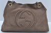 Authentic GUCCI SOHO Tassel Shoulder Tote Bag Chain Leather 303982 Brown K9535
