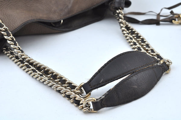 Authentic GUCCI SOHO Tassel Shoulder Tote Bag Chain Leather 303982 Brown K9535