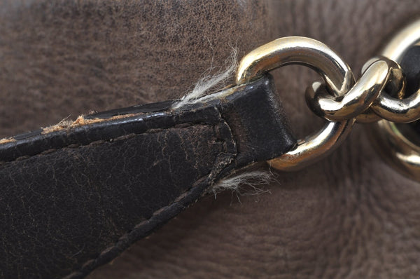 Authentic GUCCI SOHO Tassel Shoulder Tote Bag Chain Leather 303982 Brown K9535