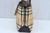 Authentic BURBERRY Vintage Nova Check PVC Leather Hand Bag Beige K9536