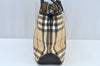 Authentic BURBERRY Vintage Nova Check PVC Leather Hand Bag Beige K9536